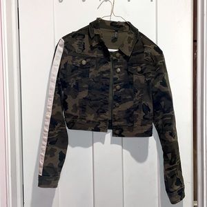 Fashion nova camo distressed denim jacket